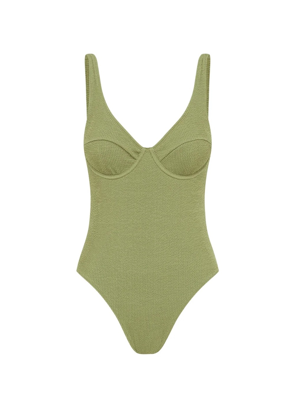 Somerfield Swim Olive Ribbed Scoop Underwire Bodysuit